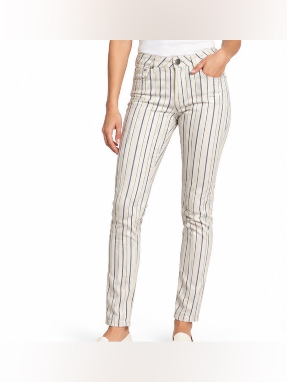 Scotch & Soda La Bohemienne Striped Skinny Jeans Ivory Blue Size 27